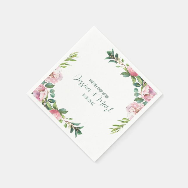 Colorful flowers border wedding design napkins (Corner)
