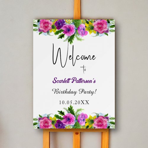 Colorful Flowers Botanical Floral 60th Birthday Foam Board