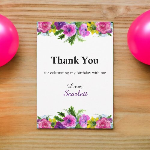 Colorful Flowers Botanical Summer Floral Birthday Thank You Card