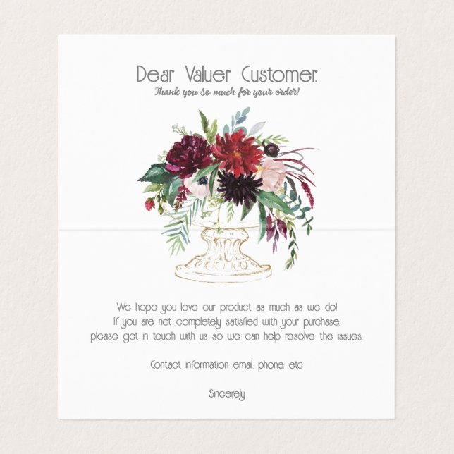 Colorful flowers bouquet business card (Inside Unfolded)