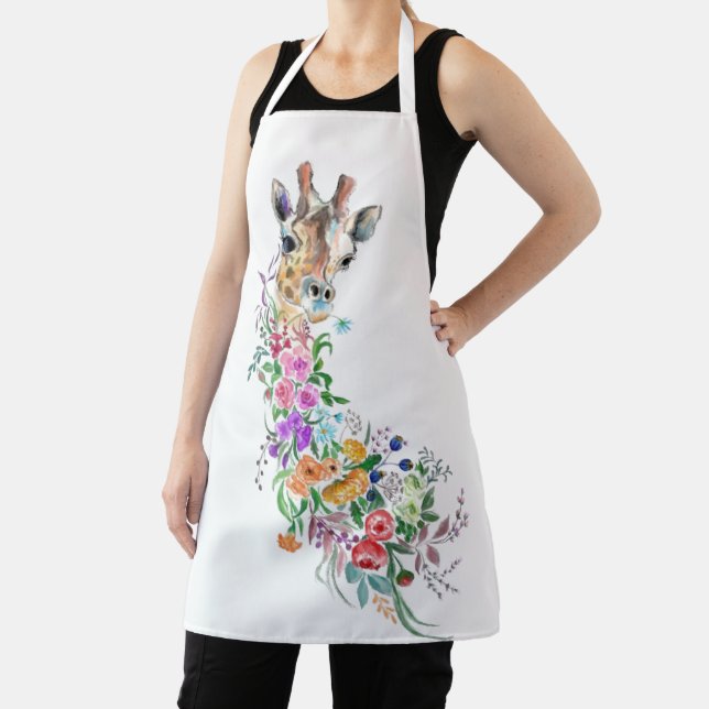 Colorful Flowers Bouquet Giraffe Apron (Insitu)