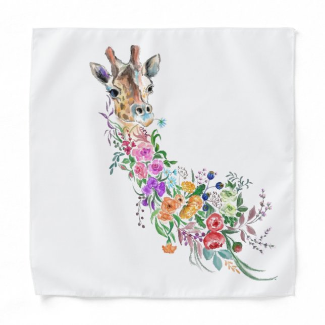 Colorful Flowers Bouquet Giraffe Bandana (Front)