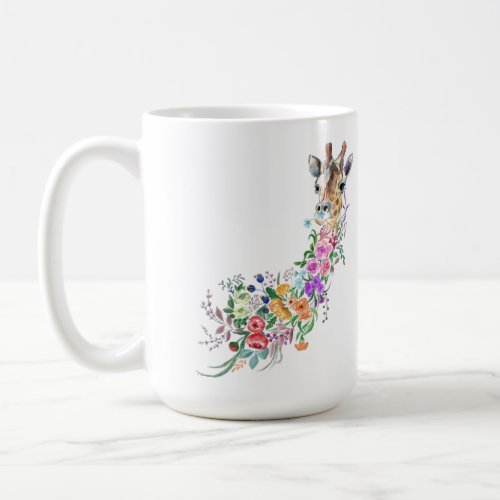 Colorful Flowers Bouquet Giraffe Coffee Mug Spring