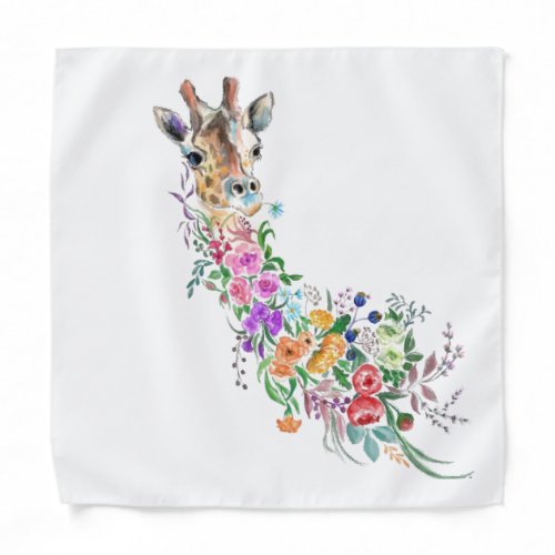 Colorful Flowers Bouquet Giraffe _ Drawing Modern  Bandana