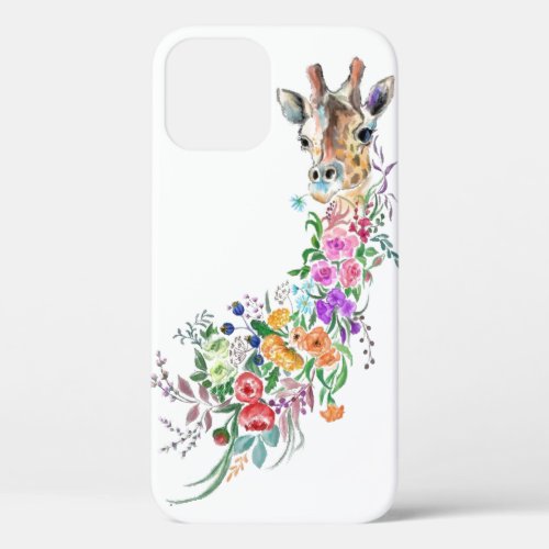 Colorful Flowers Bouquet Giraffe _ Drawing Modern  iPhone 12 Pro Case