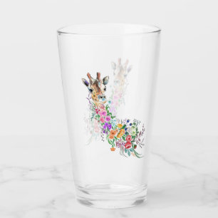 Colorful Flowers Bouquet Giraffe - Drawing Modern  Glass
