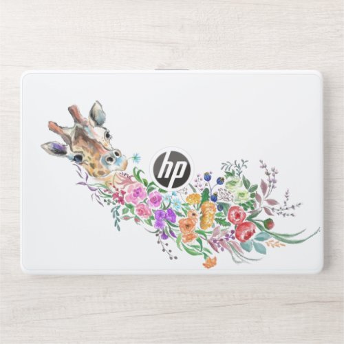 Colorful Flowers Bouquet Giraffe _ Drawing Modern  HP Laptop Skin