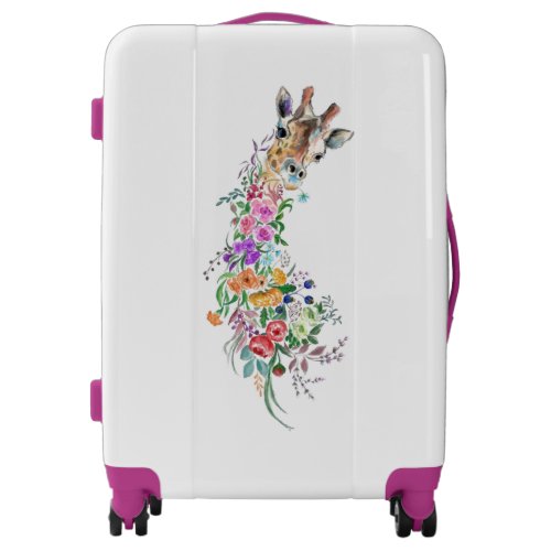 Colorful Flowers Bouquet Giraffe _ Drawing Modern  Luggage