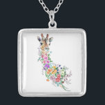 Colorful Flowers Bouquet Giraffe - Drawing Modern  Silver Plated Necklace<br><div class="desc">Colorful Flowers Bouquet Giraffe - Drawing Modern Sweet Romantic Floral Animal Collection By MIGNED</div>