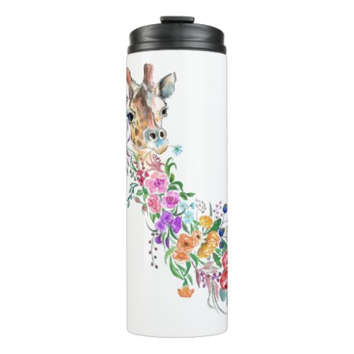 Colorful Flowers Bouquet Giraffe _ Drawing Modern  Thermal Tumbler