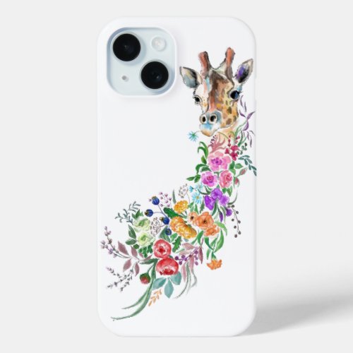 Colorful Flowers Bouquet Giraffe iPhone Case