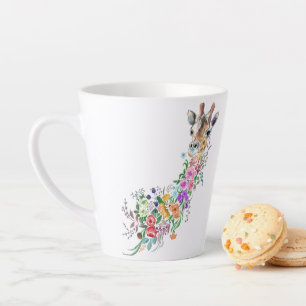 Colorful Flowers Bouquet Giraffe Latte Mug