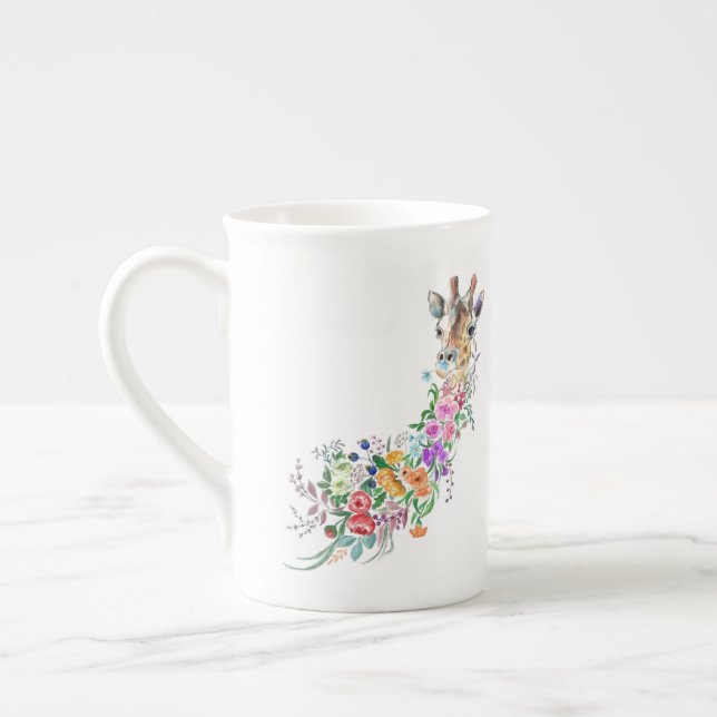 Colorful Flowers Bouquet Giraffe Mug (Left)