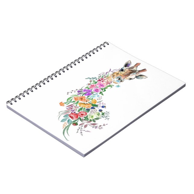Colorful Flowers Bouquet Giraffe Notebook (Left Side)