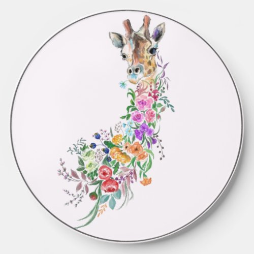 Colorful Flowers Bouquet Giraffe Wireless Charger