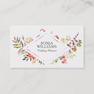 Colorful Flowers Bouquet wedding Planner Business Card