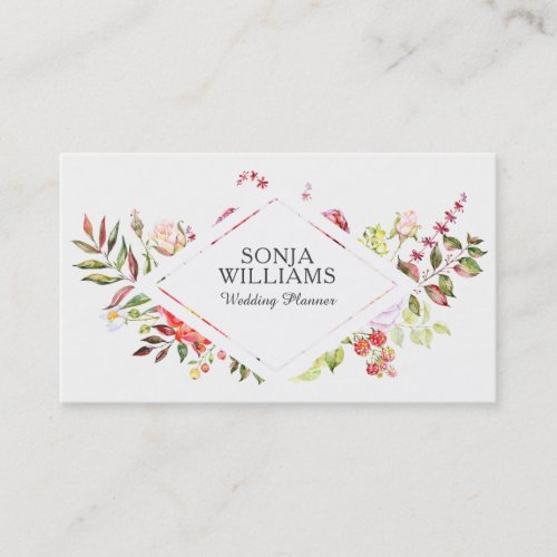 Colorful Flowers Bouquet wedding Planner Business Card