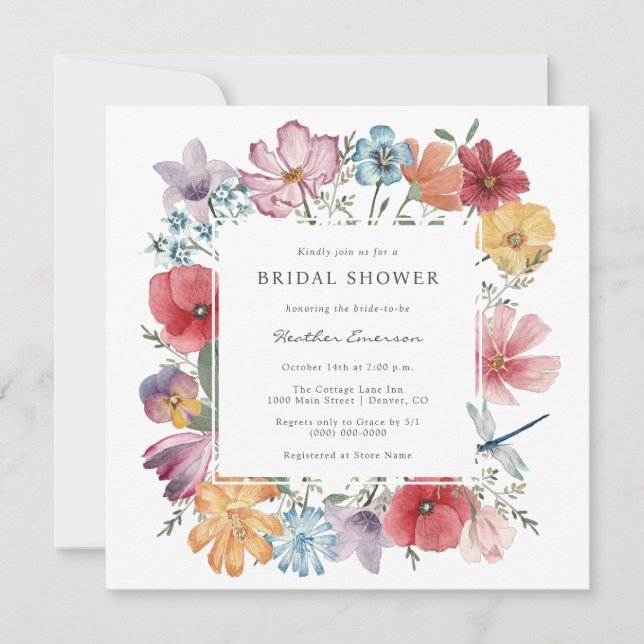 Colorful Flowers Bridal Shower Invitation (Front)