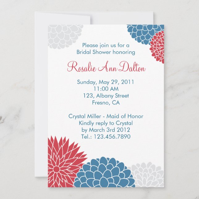 Colorful Flowers Bridal Shower Invitation (Front)