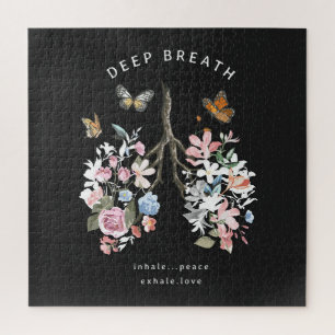Colorful flowers, butterflies, lungs illustration. jigsaw puzzle