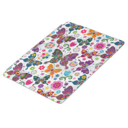 Colorful Flowers &amp; Butterflies Pattern iPad Smart Cover