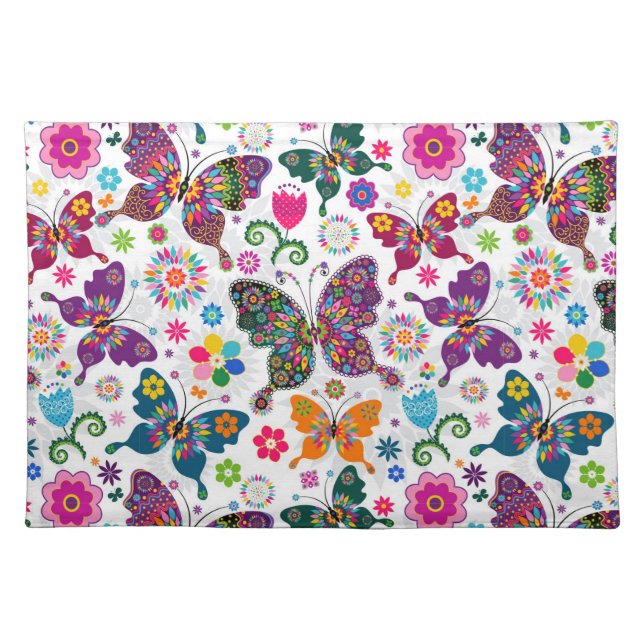 Colorful Flowers & Butterflies Placemat (Front)