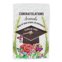 Colorful Flowers Butterfly Graduation Personalized