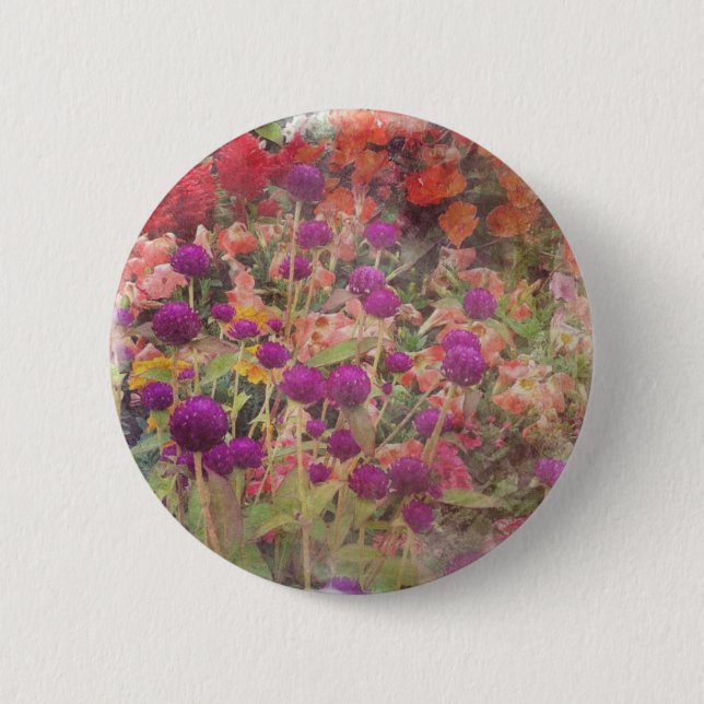 Colorful Flowers Button (Front)