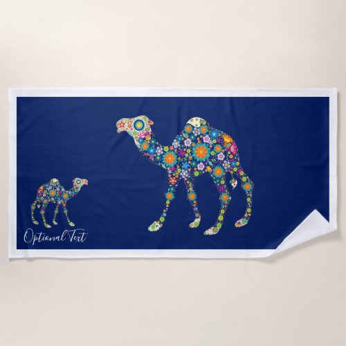 Colorful Flowers Camel Beach Towel