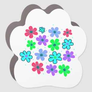 Colorful Flowers Car Magnet
