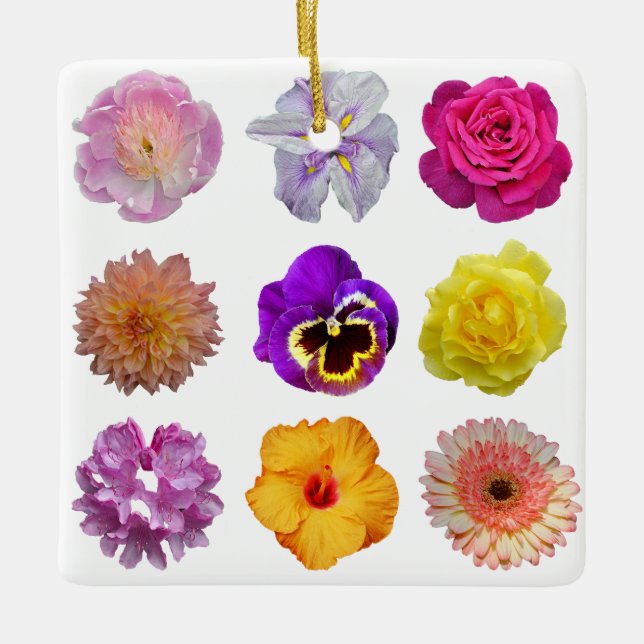 Colorful flowers ceramic ornament (Front)