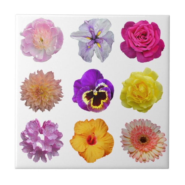Colorful flowers ceramic tile (Front)