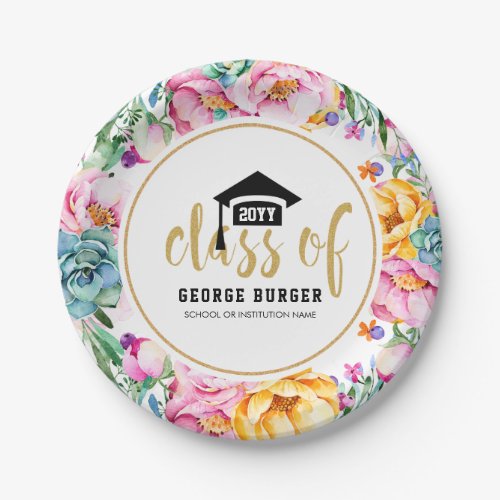 Colorful Flowers Circle Grad Design Paper Plates