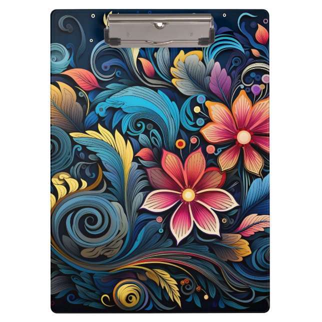Colorful Flowers Clipboard (Front)