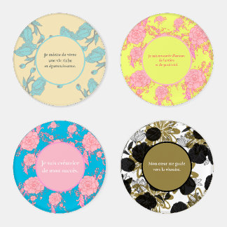 colorful flowers coaster set
