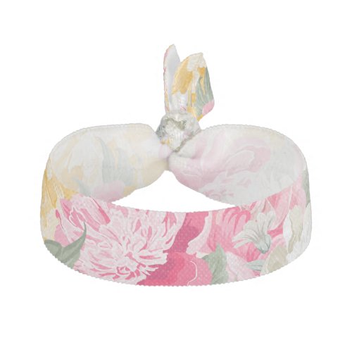 Colorful Flowers Collage Ribbon Hair Tie