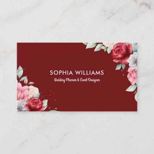 Colorful flowers corner accents business card