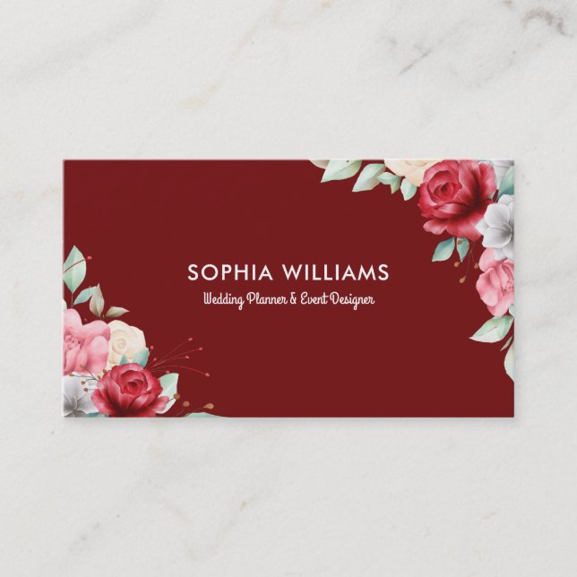 Colorful flowers corner accents business card (Front)