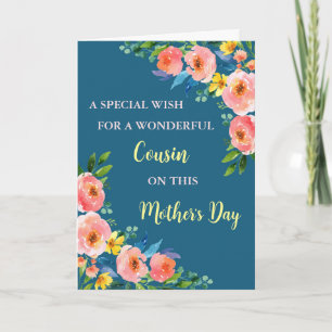 Colorful Flowers Cousin Happy Mother's Day Card