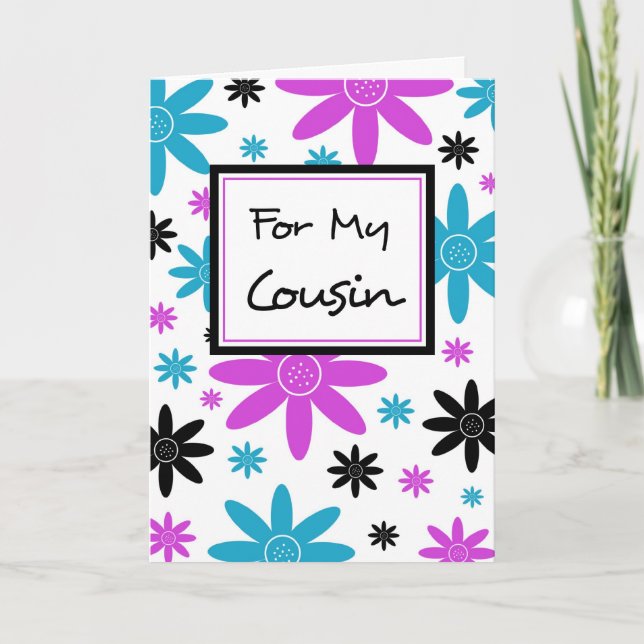 Colorful Flowers Cousin Thank You Flower Girl Card (Front)