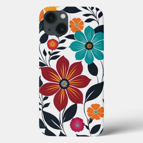 Colorful Flowers Cute Spring Floral Art Pattern  iPhone 13 Case