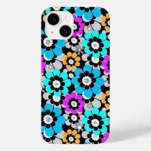 Colorful flowers daisies Blue Turquoise Purple Case-Mate iPhone 14 Case