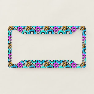 Colorful flowers daisies Blue Turquoise Purple  License Plate Frame
