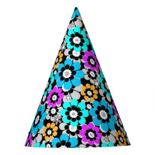 Colorful flowers daisies Blue Turquoise Purple Party Hat