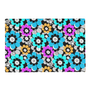 Colorful flowers daisies Blue Turquoise Purple Placemat