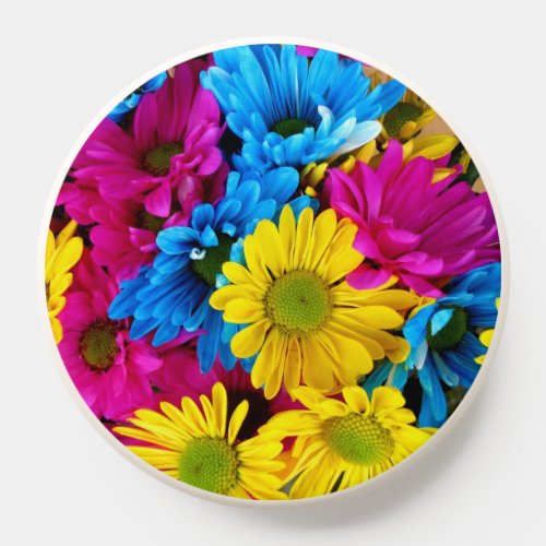Colorful Flowers Daisies _ Blue Yellow Pink PopSocket