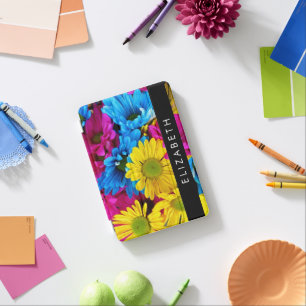 Colorful Flowers, Daisies, Boho, Your Name iPad Mini Cover