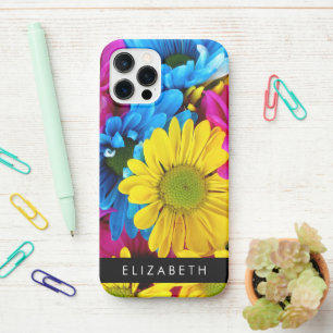 Colorful Flowers, Daisies, Boho, Your Name iPhone 12 Pro Case