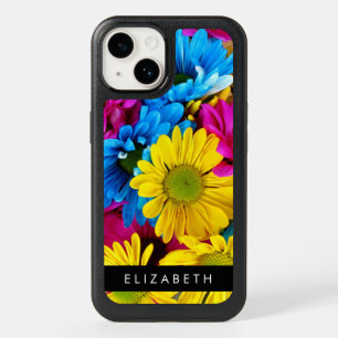 Colorful Flowers, Daisies, Boho, Your Name OtterBox iPhone 14 Case