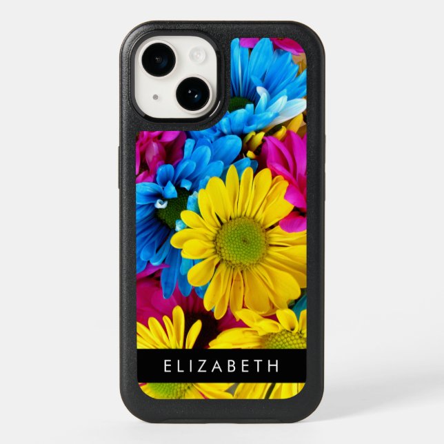 Colorful Flowers, Daisies, Boho, Your Name Otterbox iPhone Case (Back)